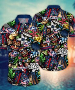 Columbus Blue Jackets Tiki Vibes Summer Hawaiian Shirt
