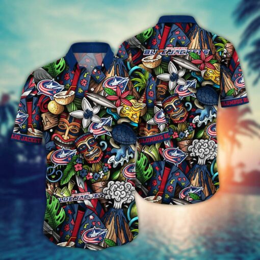 Columbus Blue Jackets Tiki Vibes Summer Hawaiian Shirt