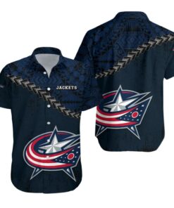 Columbus Blue Jackets Tribal Waves Summer Hawaiian Shirt