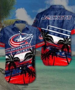 Columbus Blue Jackets Tropical Breeze Summer Hawaiian Shirt
