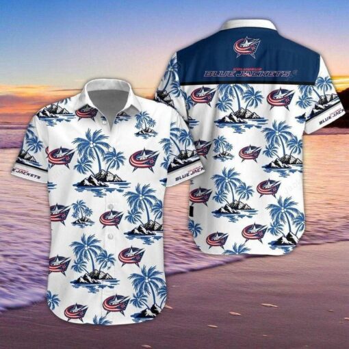 Columbus Blue Jackets Tropical Paradise Summer Hawaiian Shirt