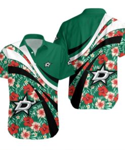 Dallas Stars Hibiscus Wave Summer Hawaiian Shirt