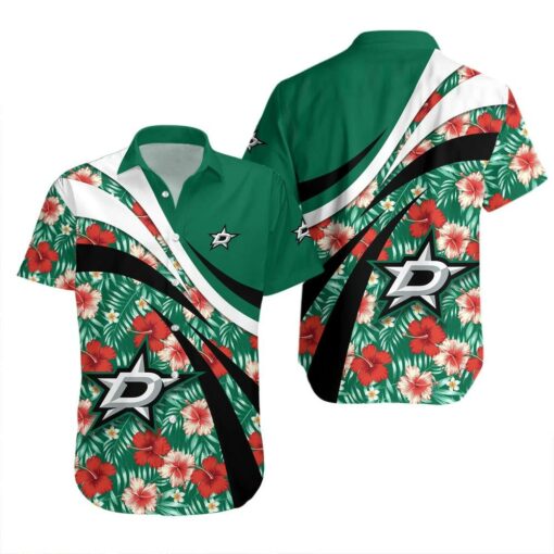 Dallas Stars Hibiscus Wave Summer Hawaiian Shirt
