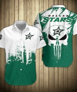 Dallas Stars Skull Splatter Summer Hawaiian Shirt