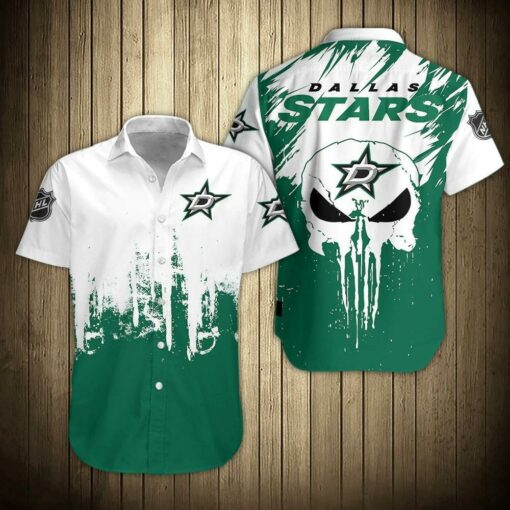 Dallas Stars Skull Splatter Summer Hawaiian Shirt