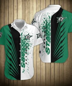 Dallas Stars Splatter Stripes Summer Hawaiian Shirt