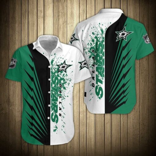 Dallas Stars Splatter Stripes Summer Hawaiian Shirt