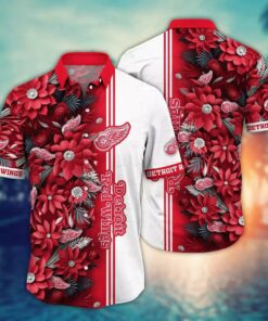 Detroit Red Wings Blooming Flowers Summer Hawaiian Shirt