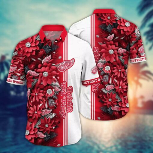 Detroit Red Wings Blooming Flowers Summer Hawaiian Shirt