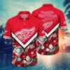 Detroit Red Wings Floral Chevron Summer Hawaiian Shirt