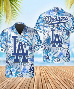 Los Angeles Dodgers Big Logo Floral Summer Hawaiian Shirt