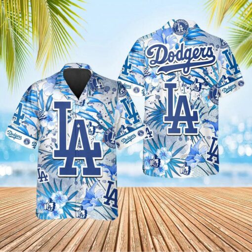 Los Angeles Dodgers Big Logo Floral Summer Hawaiian Shirt