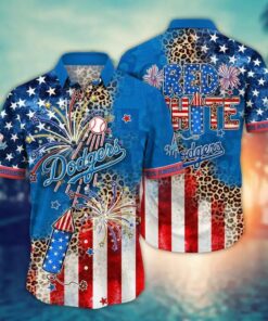 Los Angeles Dodgers Fireworks & Stars Summer Hawaiian Shirt
