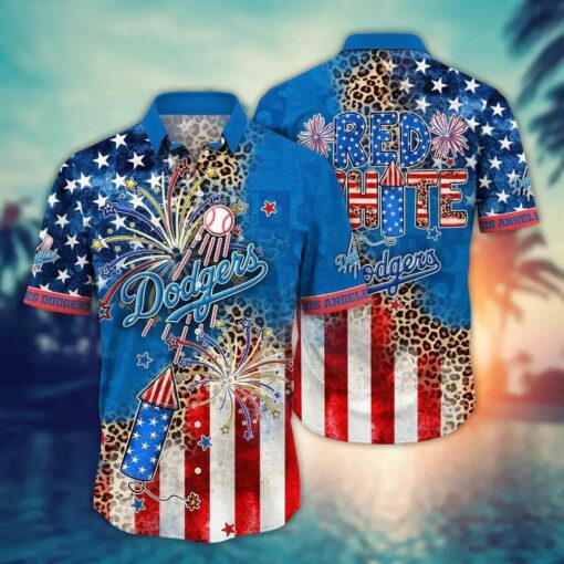 Los Angeles Dodgers Fireworks & Stars Summer Hawaiian Shirt