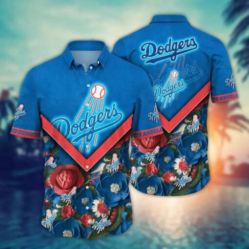 Los Angeles Dodgers Floral Chevron Summer Hawaiian Shirt