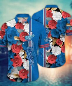 Los Angeles Dodgers Floral Stripe Summer Hawaiian Shirt