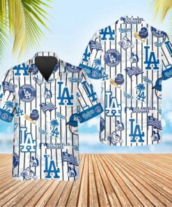 Los Angeles Dodgers Icon Stripe Summer Hawaiian Shirt
