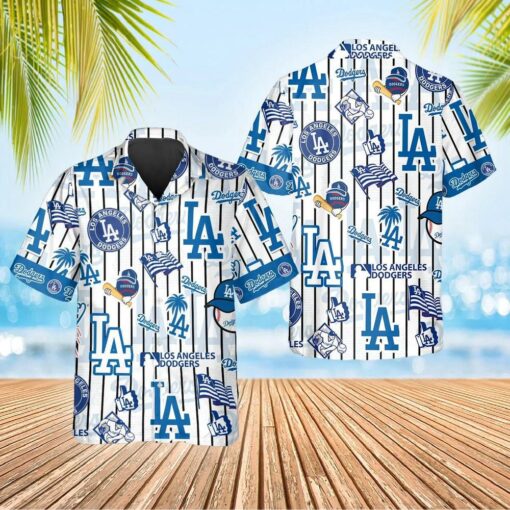 Los Angeles Dodgers Icon Stripe Summer Hawaiian Shirt
