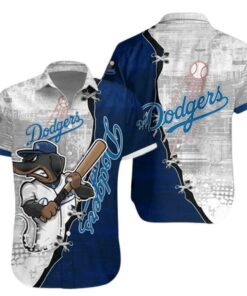 Los Angeles Dodgers Mascot Bat Swing Summer Hawaiian Shirt