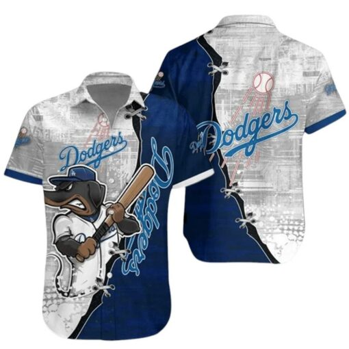 Los Angeles Dodgers Mascot Bat Swing Summer Hawaiian Shirt