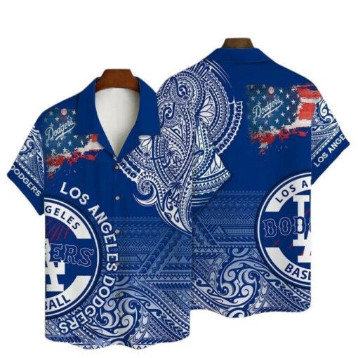 Los Angeles Dodgers Tribal Americana Summer Hawaiian Shirt