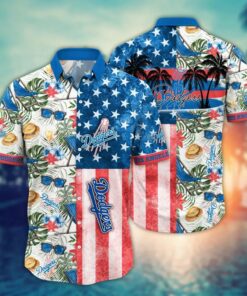 Los Angeles Dodgers Tropical Stars & Stripes Summer Hawaiian Shirt