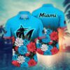 Miami Marlins Floral Fade Summer Hawaiian Shirt