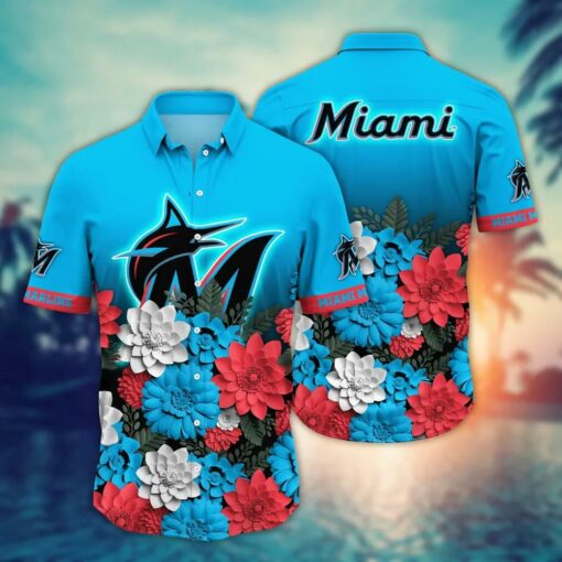 Miami Marlins Floral Fade Summer Hawaiian Shirt