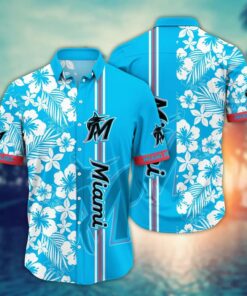 Miami Marlins Hibiscus Wave Summer Hawaiian Shirt