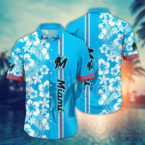 Miami Marlins Hibiscus Wave Summer Hawaiian Shirt