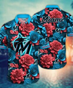 Miami Marlins Midnight Rose Summer Hawaiian Shirt