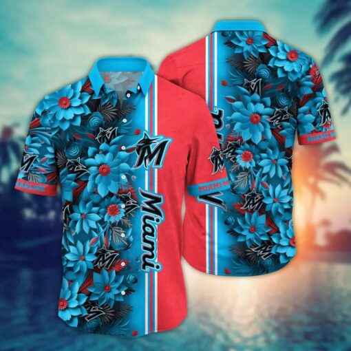 Miami Marlins Patriotic Bloom Summer Hawaiian Shirt