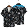 Miami Marlins Retro Beach Sketch Summer Hawaiian Shirt