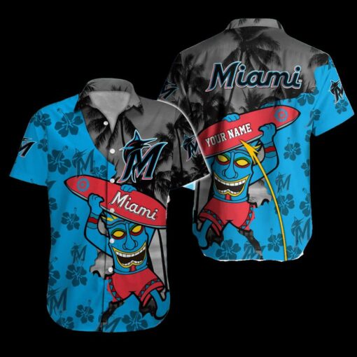 Miami Marlins Tiki Surf Summer Hawaiian Shirt