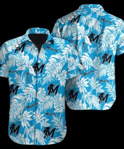 Miami Marlins Tropical Leaf Summer Hawaiian Shirt