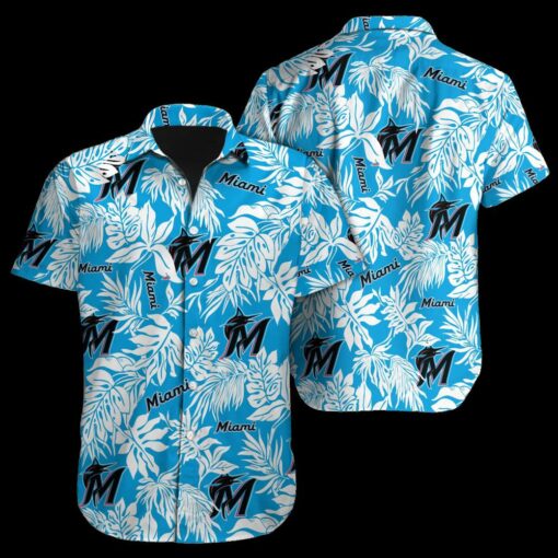 Miami Marlins Tropical Leaf Summer Hawaiian Shirt