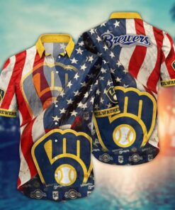 Milwaukee Brewers American Pride Summer Hawaiian Shirt