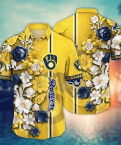 Milwaukee Brewers Blooming Elegance Summer Hawaiian Shirt