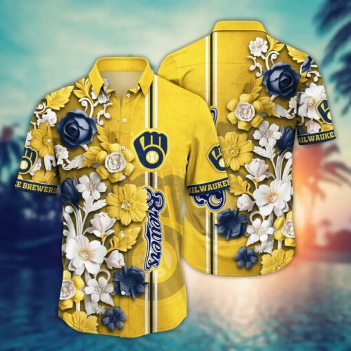 Milwaukee Brewers Blooming Elegance Summer Hawaiian Shirt