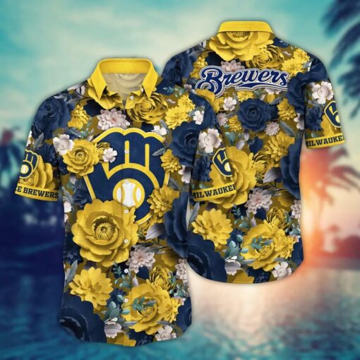 Milwaukee Brewers Bold Blooms Summer Hawaiian Shirt