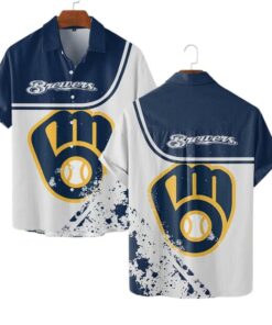 Milwaukee Brewers Bold Emblem Summer Hawaiian Shirt