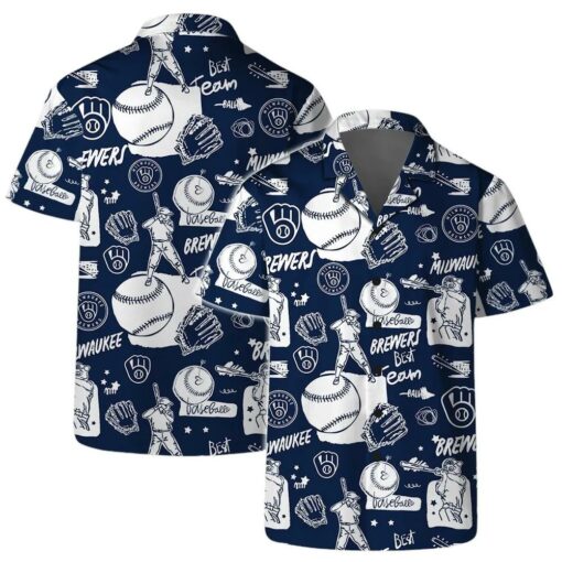 Milwaukee Brewers Doodle Summer Hawaiian Shirt